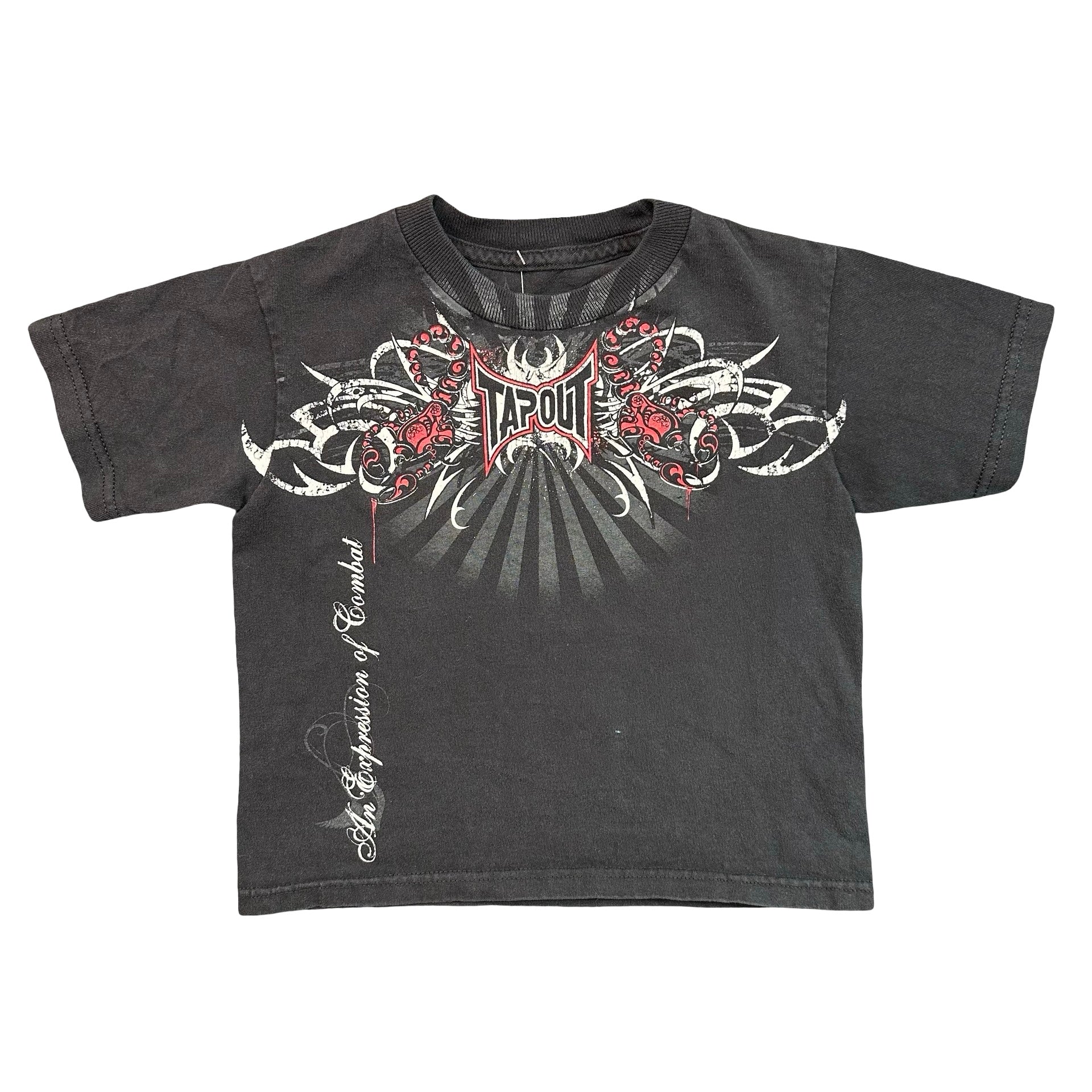 Vintage Y2K TapouT An Expression of Combat Graphic T-Shirt Black 4T