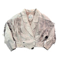 Vintage 80s Concept Clothing Company Taupe Suede Fringe Snap Front Jacket Womens S