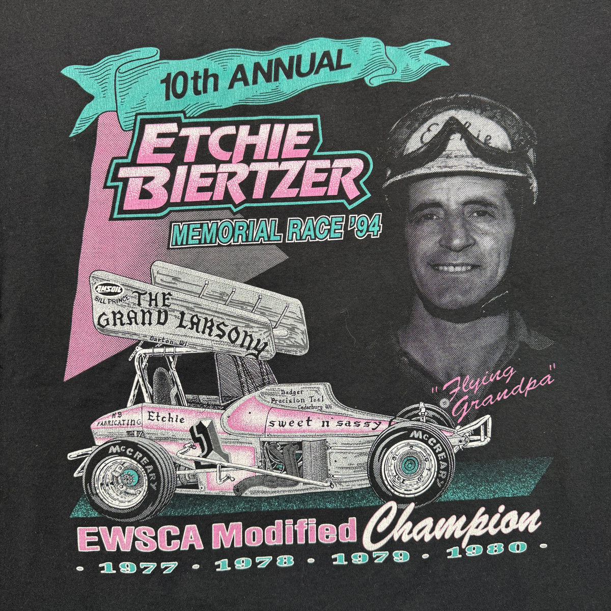 Vintage 1994 Etchie Biertzer Memorial Sprint Car Tee WSCA Made in USA Mens L