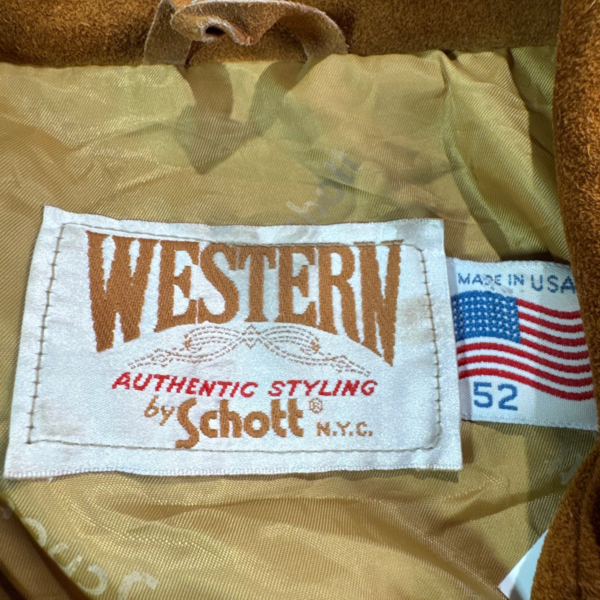 Schott Western Authentic Styling label size 52 made in USA