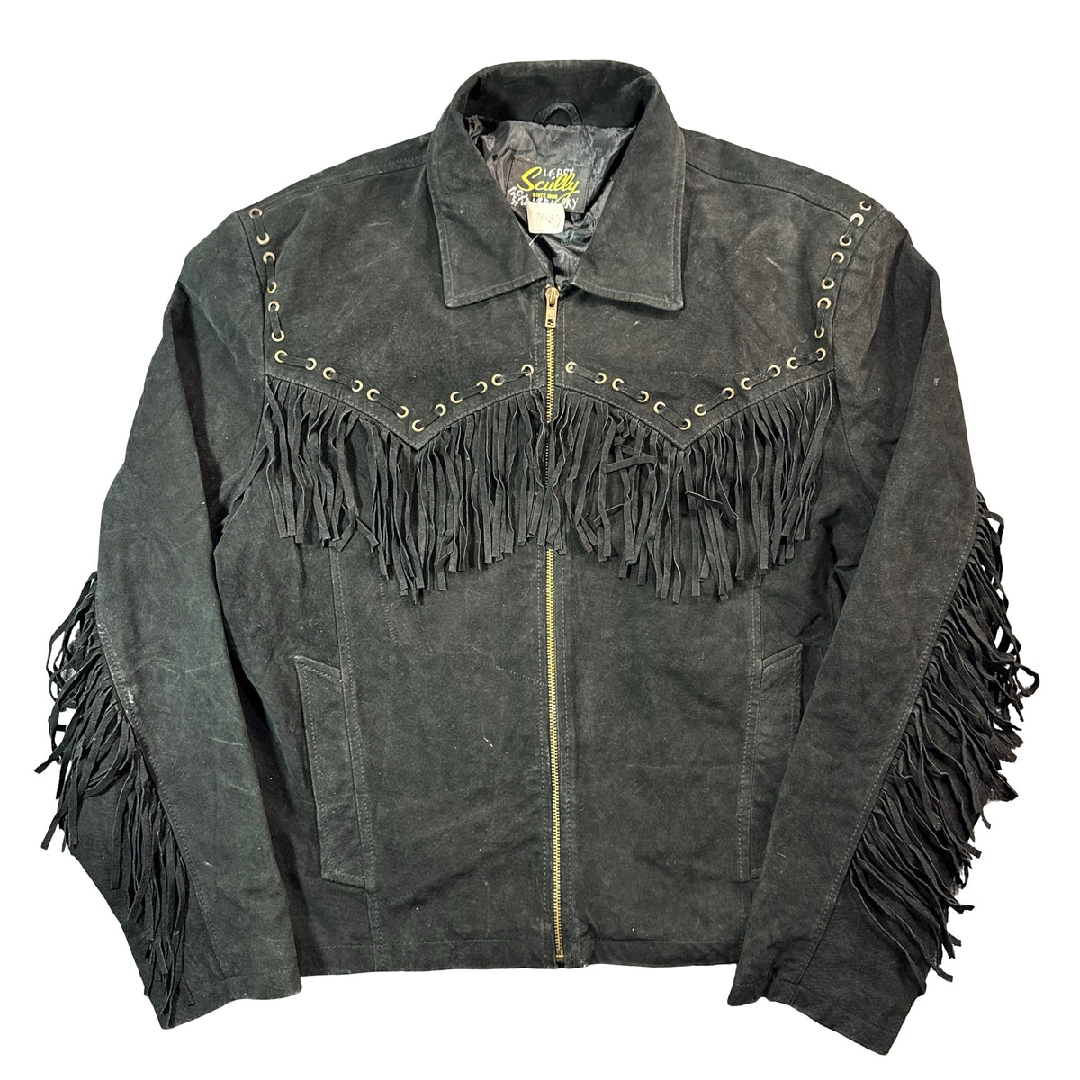 Vintage Scully black suede fringe jacket front