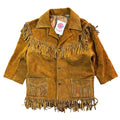 Vintage 70s Jo-Kay Naturaleather rust suede fringe jacket kids 12 front