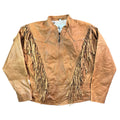 Y2K Scully tan leather fringe jacket front