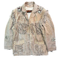 3B West Taupe Suede Fringe Beaded Bone Pocket Western Jacket Made in Pakistan Unisex XL