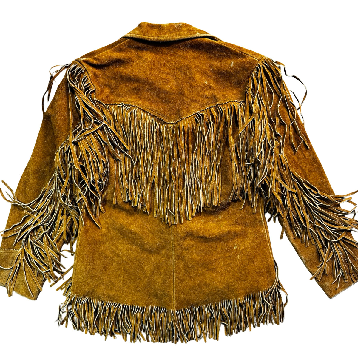 Vintage 70s Brown Suede Fringe Snap Front Western Jacket Woodward Oklahoma Unisex