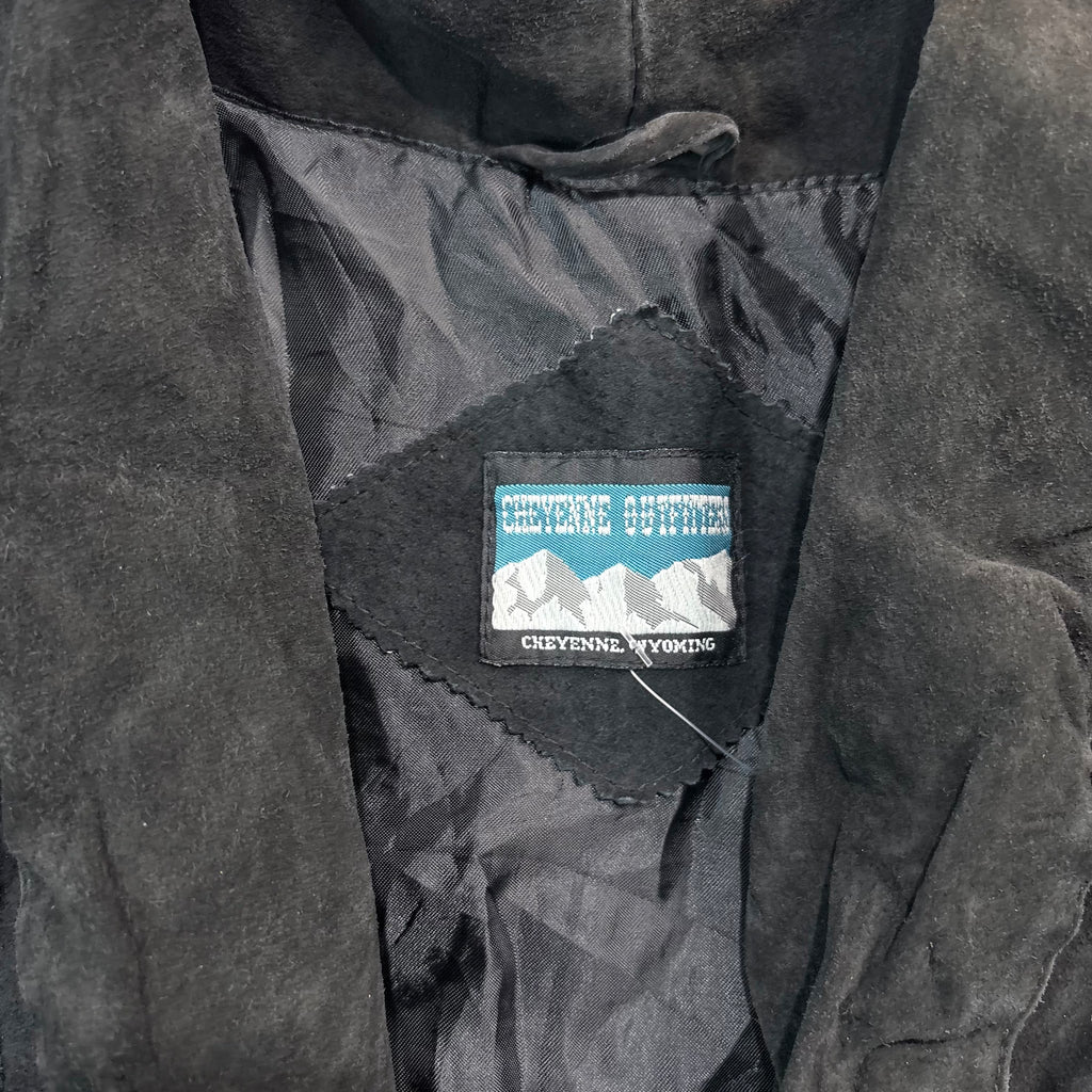 Vintage 80s-90s Cheyenne Outfitters Wyoming Black Suede Fringe Western Jacket