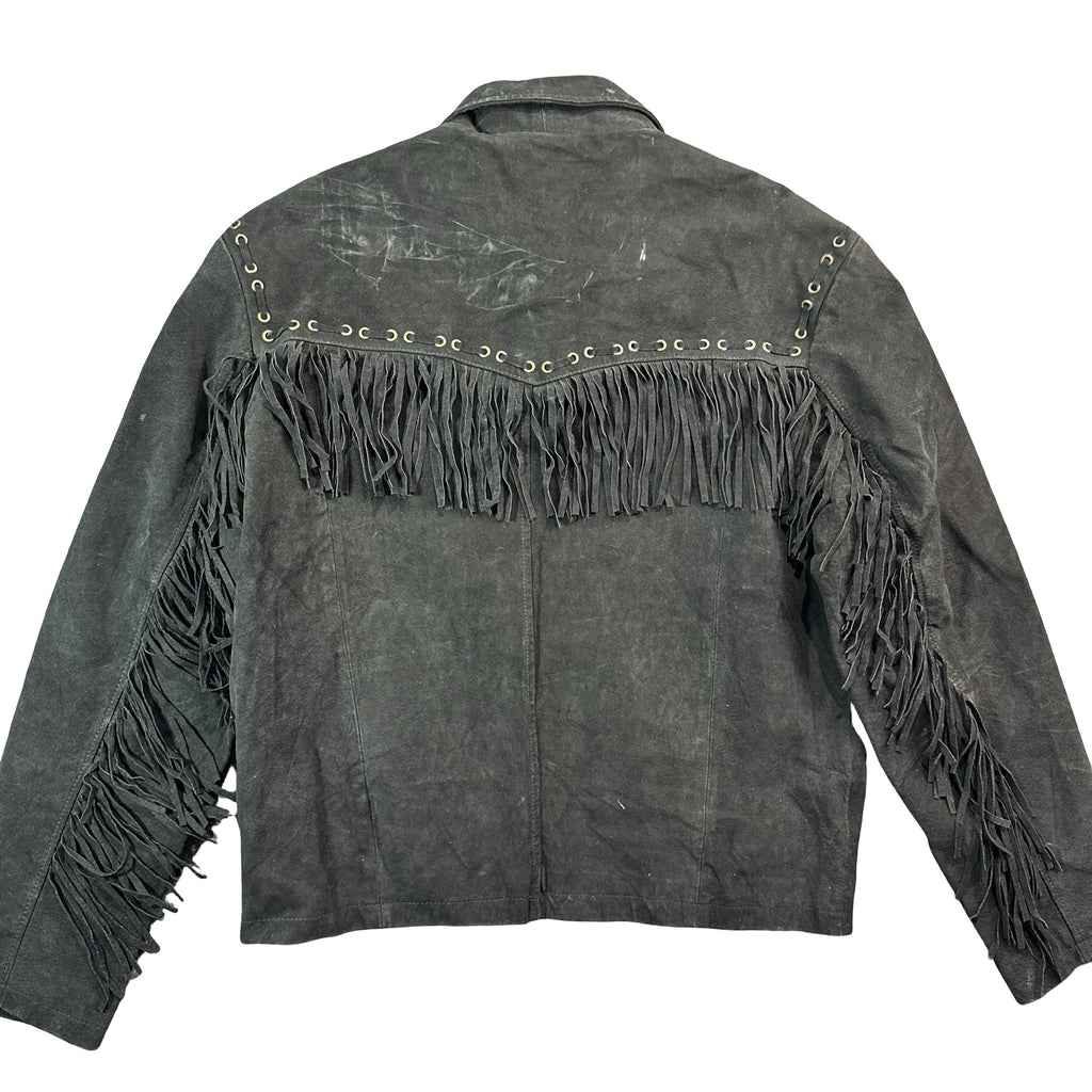 Scully black suede fringe jacket back
