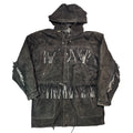 Vintage 90s Pietro Romanique Black Suede Fringe Hooded Parka Jacket Made in China Unisex L