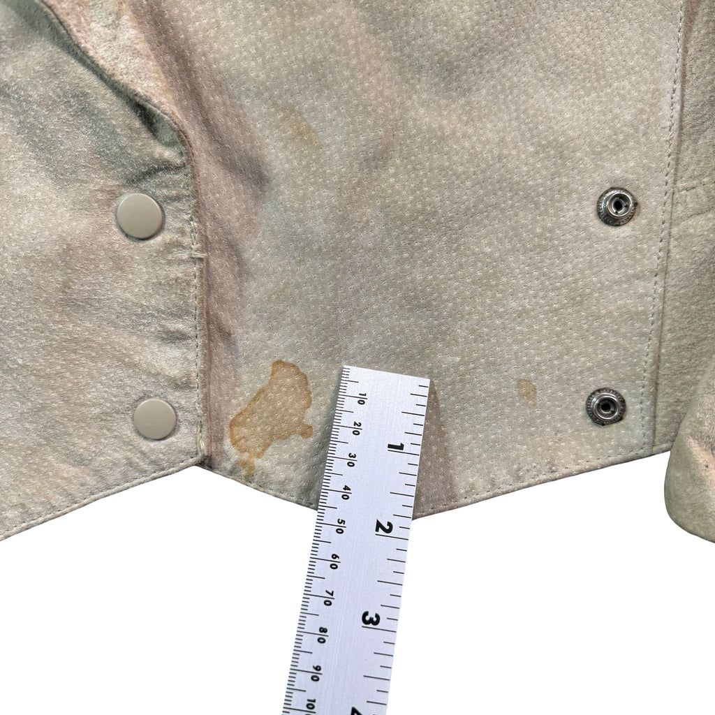 Vintage 80s-90s Rinzi Cream Suede Fringe Concho Snap Cropped Jacket Made in Korea Womens S
