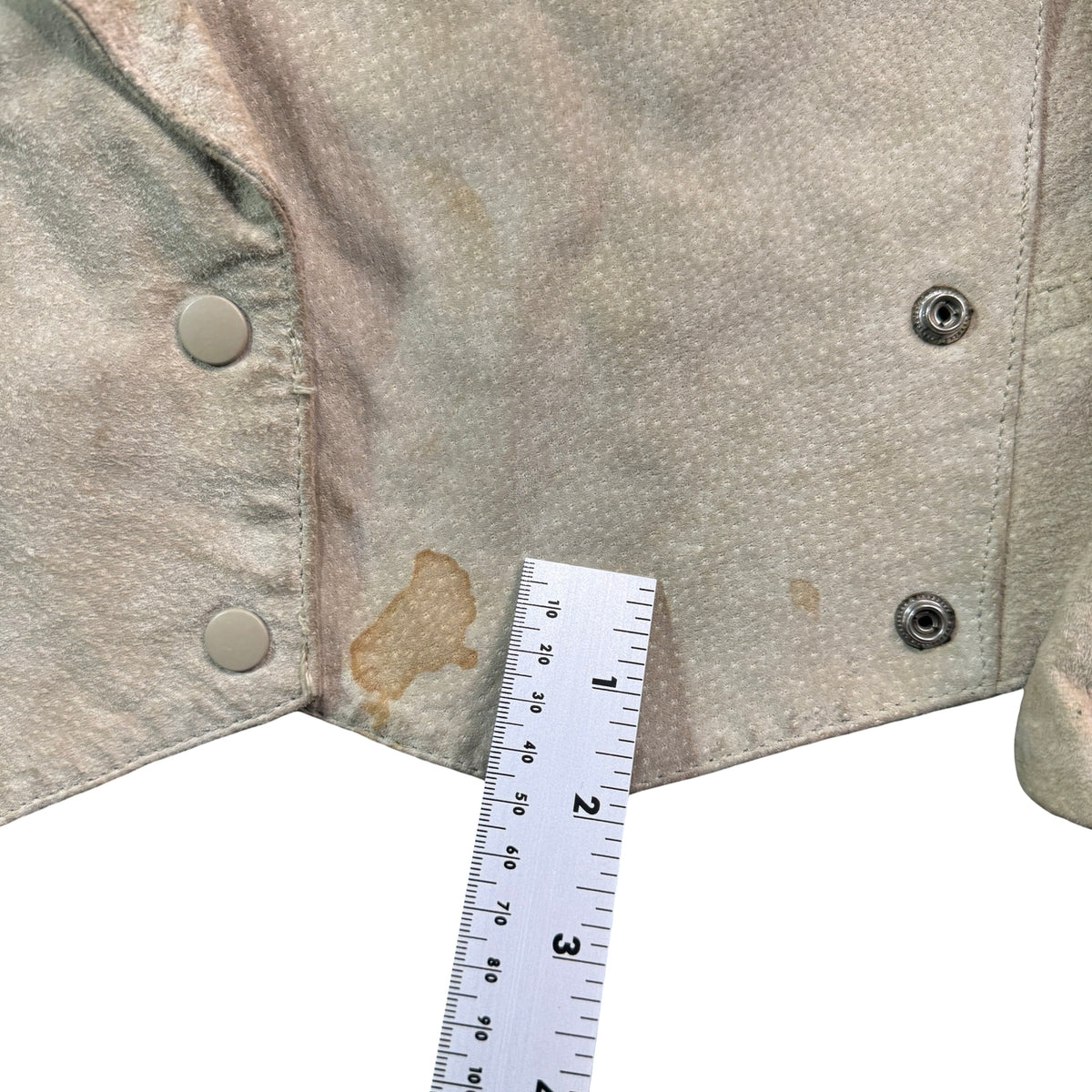 Vintage 80s-90s Rinzi Cream Suede Fringe Concho Snap Cropped Jacket Made in Korea Womens S