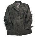 Vintage Roaman's Black Suede Fringe Western Blazer Jacket Womens Plus 14W