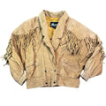 Vintage 80s-90s Learsi Tan Suede Fringe Cropped Western Jacket Made in China Womens M