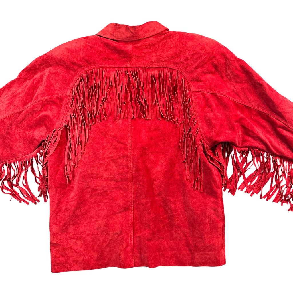 Comint red suede fringe jacket back