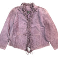 Dialogue Purple Suede Fringe Open Front Jacket Made in China Womens XL