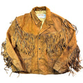 Vintage 80s Schott Western rust brown suede fringe jacket front