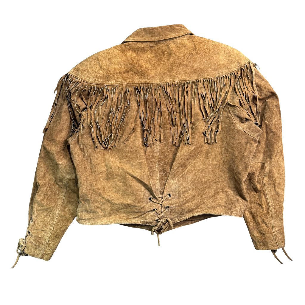 Vintage 80s-90s G-III Leather Brown Suede Fringe Western Jacket Made in China Unisex XL