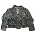 Vintage 90s g4000 Black Suede Fringe Cropped Western Jacket Womens L