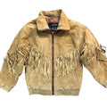 Vintage 90s KC Collections Tan Suede Fringe Zip Front Bomber Jacket Made in China Womens S