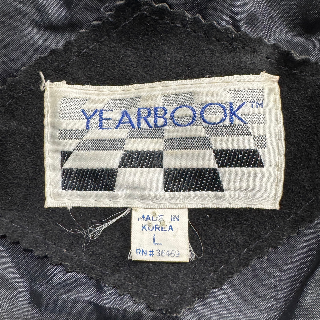 Vintage 90s Yearbook Black Suede Fringe Concho Snap Cropped Jacket Made in Korea Womens L