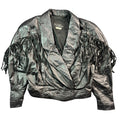 Vintage 80s-90s Phoenix Black Leather Fringe Cropped Moto Jacket Made in USA Womens M