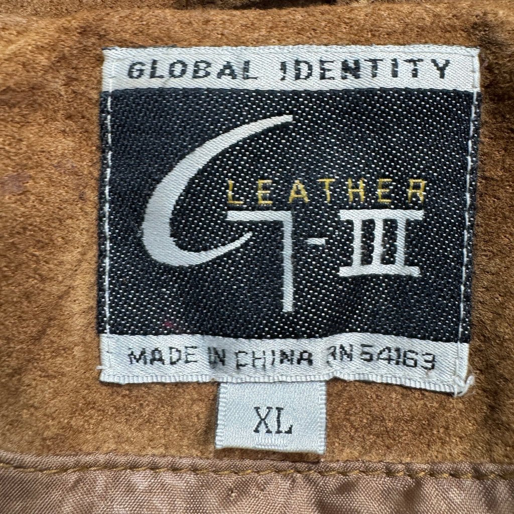 Vintage 80s-90s G-III Leather Brown Suede Fringe Western Jacket Made in China Unisex XL