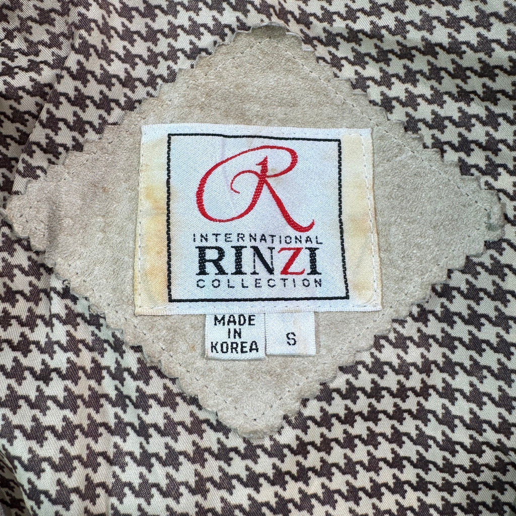 Vintage 80s-90s Rinzi Cream Suede Fringe Concho Snap Cropped Jacket Made in Korea Womens S