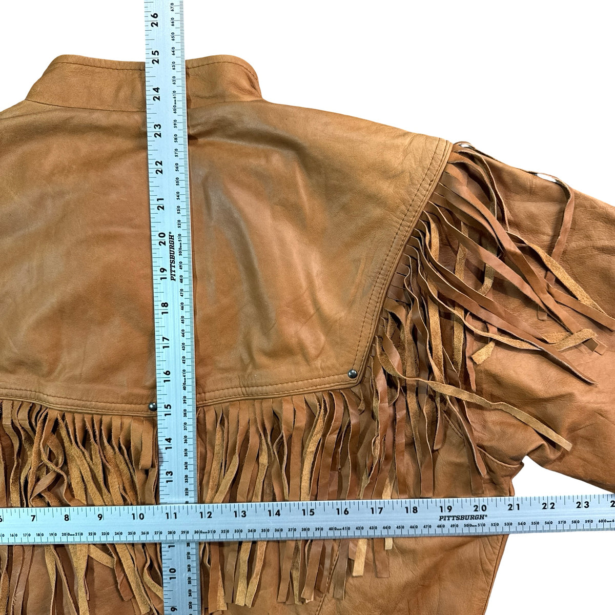Scully tan leather jacket measurements