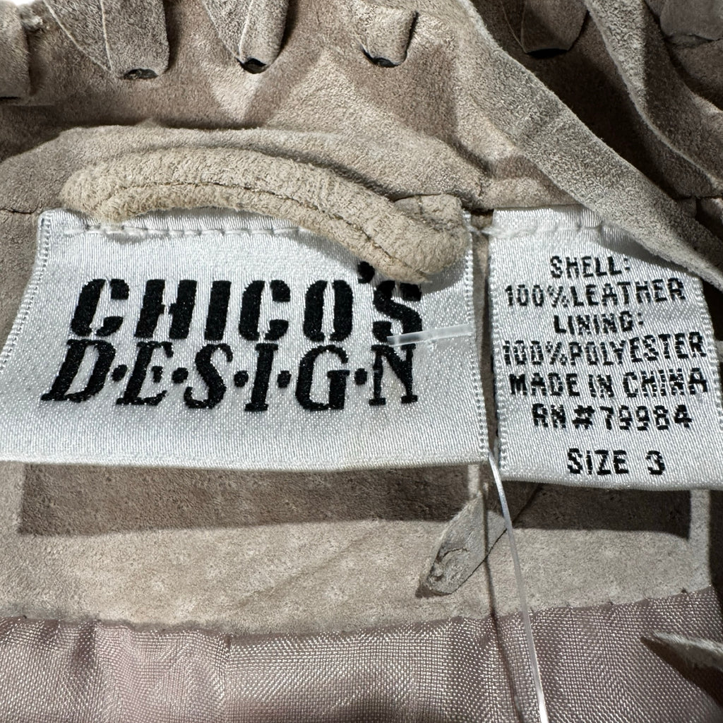 Chico's Design size 3 label inside greige suede jacket
