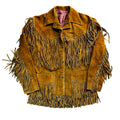 Vintage 70s Brown Suede Fringe Snap Front Western Jacket Woodward Oklahoma Unisex