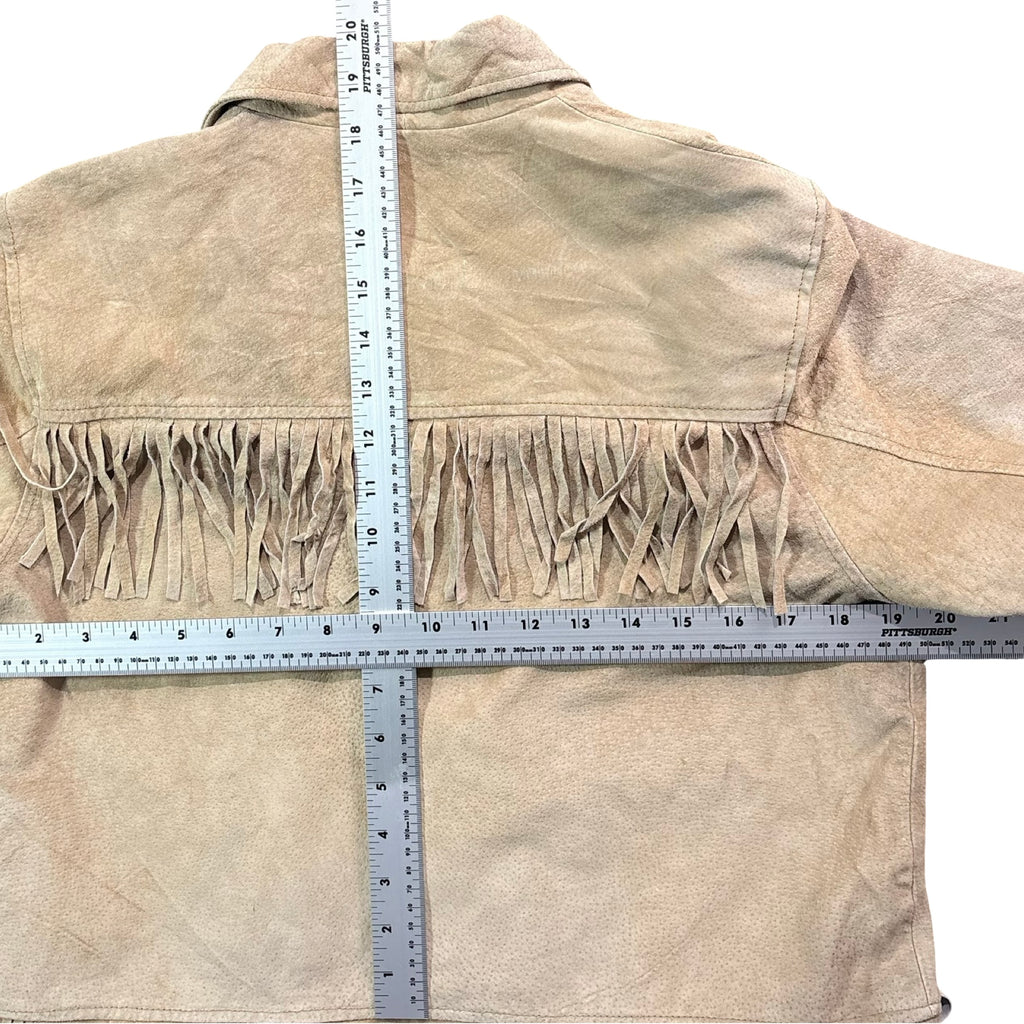 Vintage 90s Neutral Zone Tan Suede Fringe Snap Front Western Jacket Womens M