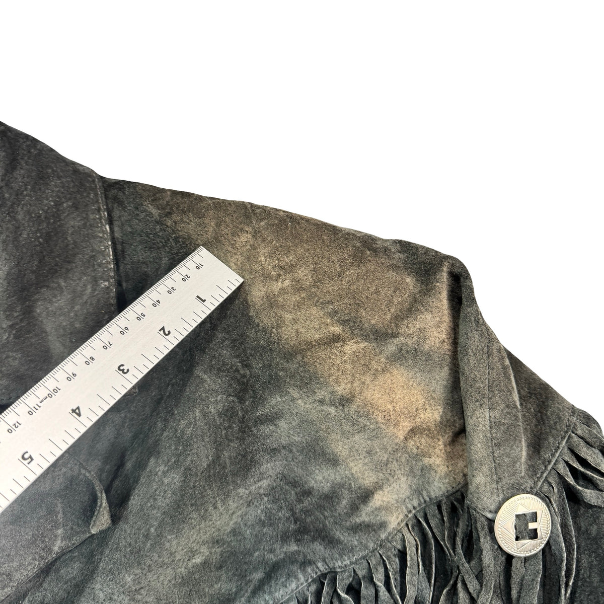 Vintage 80s-90s Winlit Black Suede Fringe Buffalo Nickel Snap Western Jacket Made in Korea Unisex