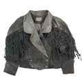 Vintage 80s-90s New York Classics Black Suede Fringe Croc Embossed Cropped Western Jacket Made in Korea Womens