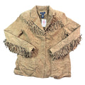 Y2K Denim & Co tan suede fringe jacket front
