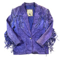 Vintage 80s-90s Winlit Western Cowgirl Purple Suede Fringe Blazer Jacket Womens L
