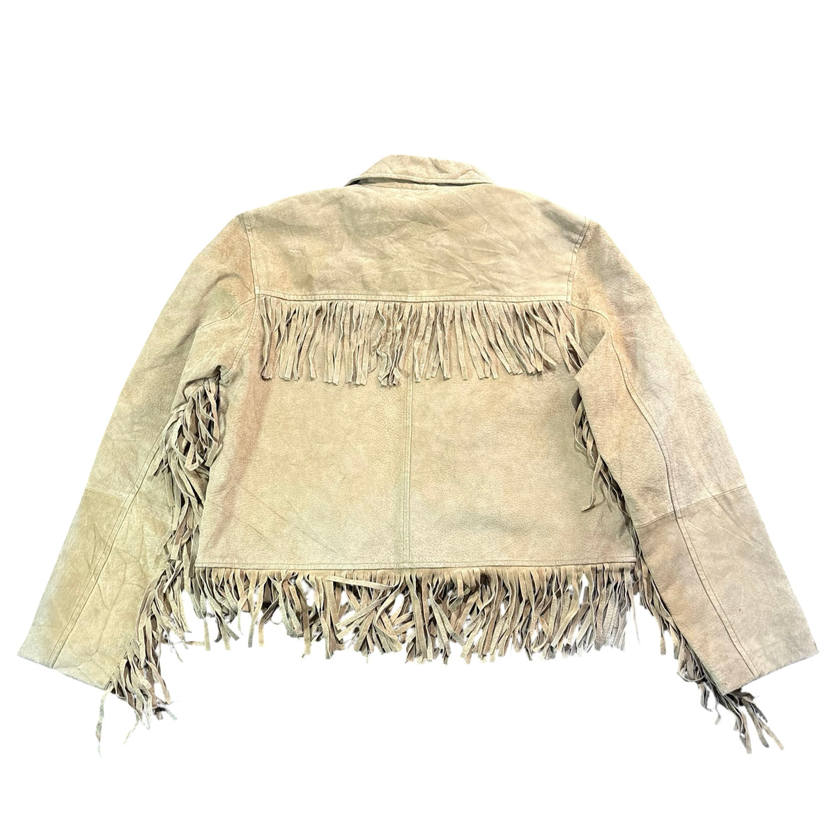 Vintage 90s Neutral Zone Tan Suede Fringe Snap Front Western Jacket Womens M