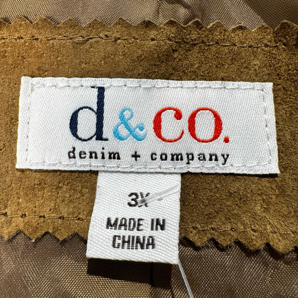 d&co denim + company 3X label inside tan suede jacket