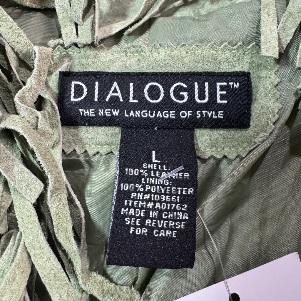 Dialogue label, size L, 100% leather shell, made in China