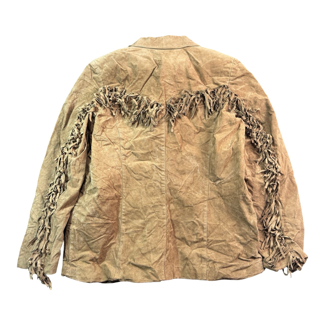 Denim & Co suede fringe jacket back