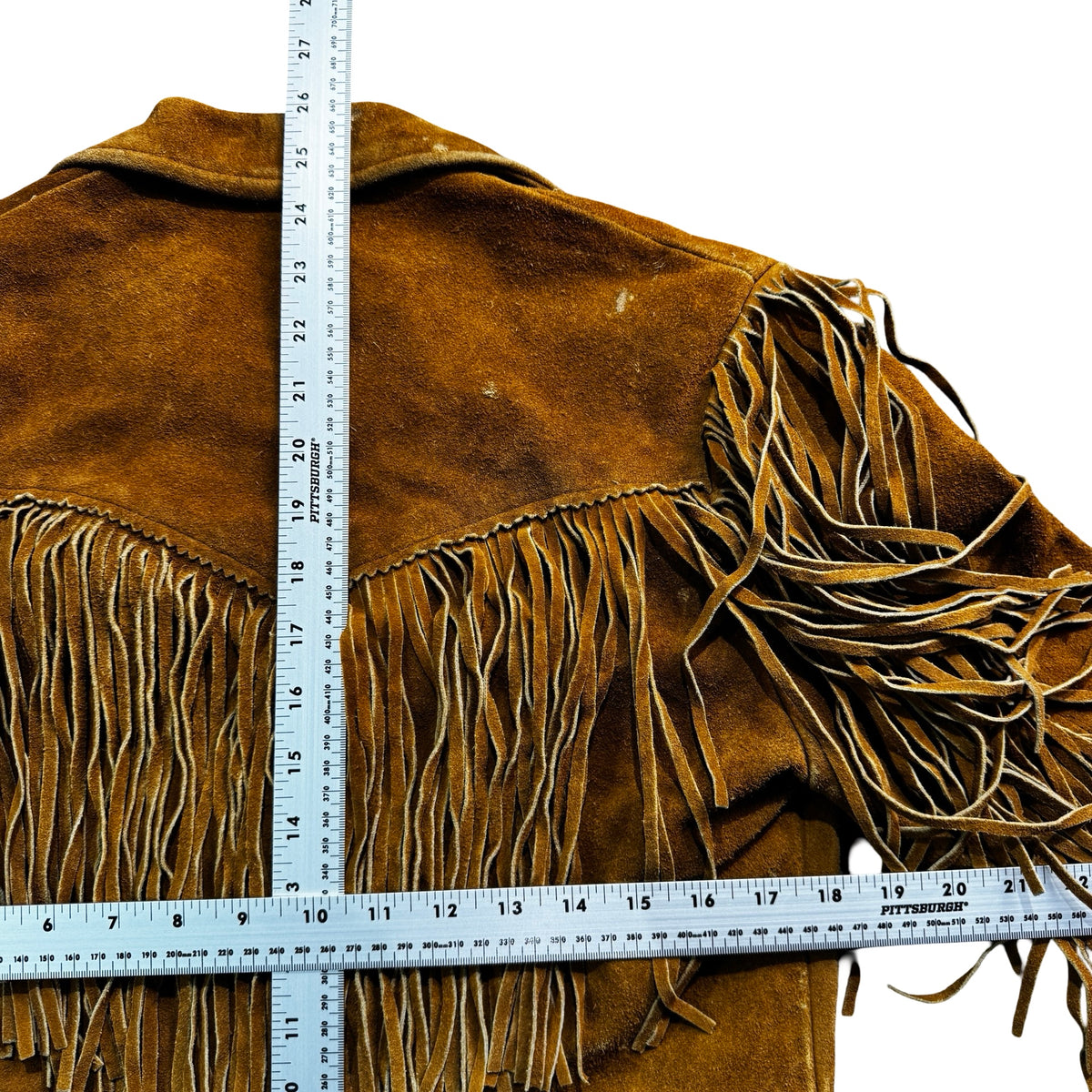 Vintage 70s Brown Suede Fringe Snap Front Western Jacket Woodward Oklahoma Unisex