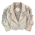 Vintage 80s-90s Rinzi Cream Suede Fringe Concho Snap Cropped Jacket Made in Korea Womens S
