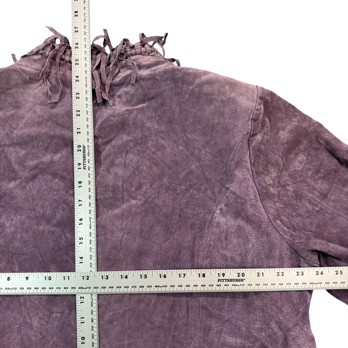 Dialogue Purple Suede Fringe Open Front Jacket Made in China Womens XL