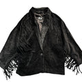 Vintage 80s-90s Comint Black Suede Fringe Batwing Blazer Jacket Made in Argentina Womens L