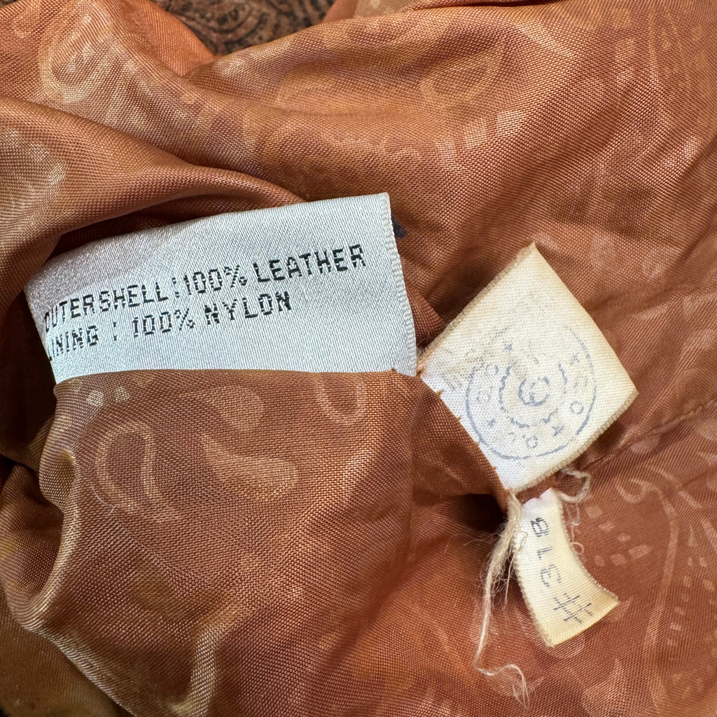 Vintage 80s-90s Global Identity G-III Tan Suede Paisley Embossed Western Bomber Jacket Made in Korea Unisex M
