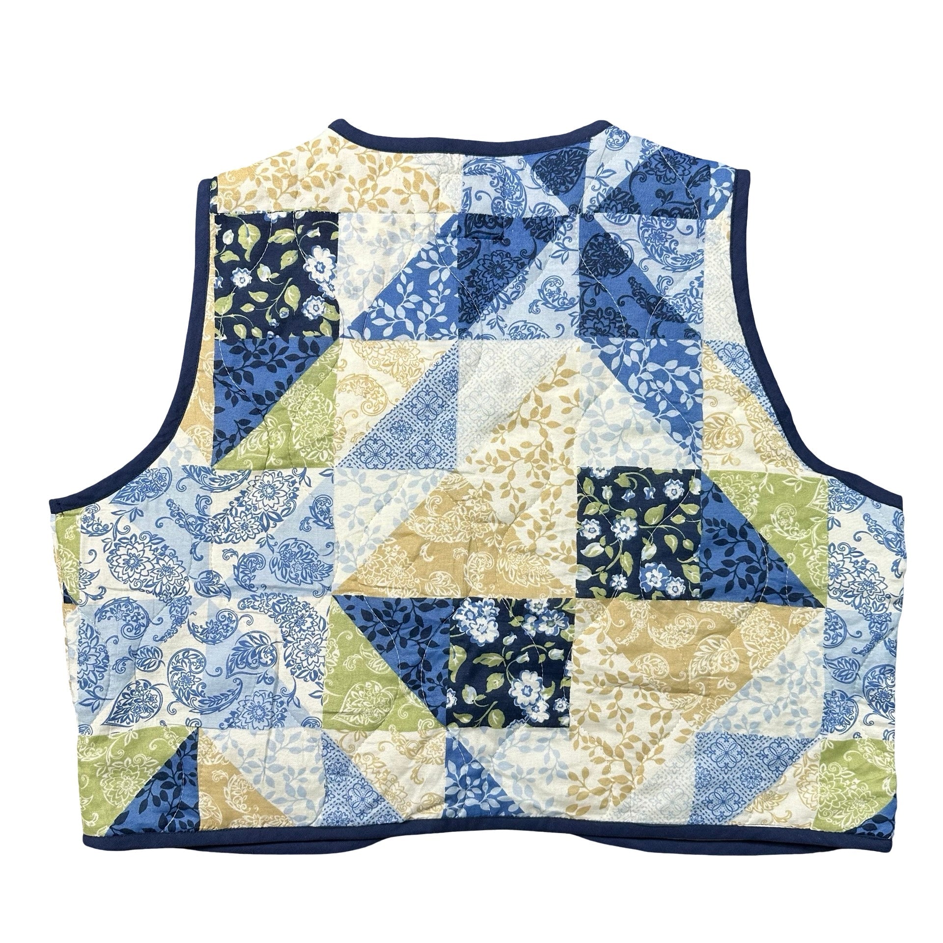 Delft Triangle Patchwork L quilted vest rework - back