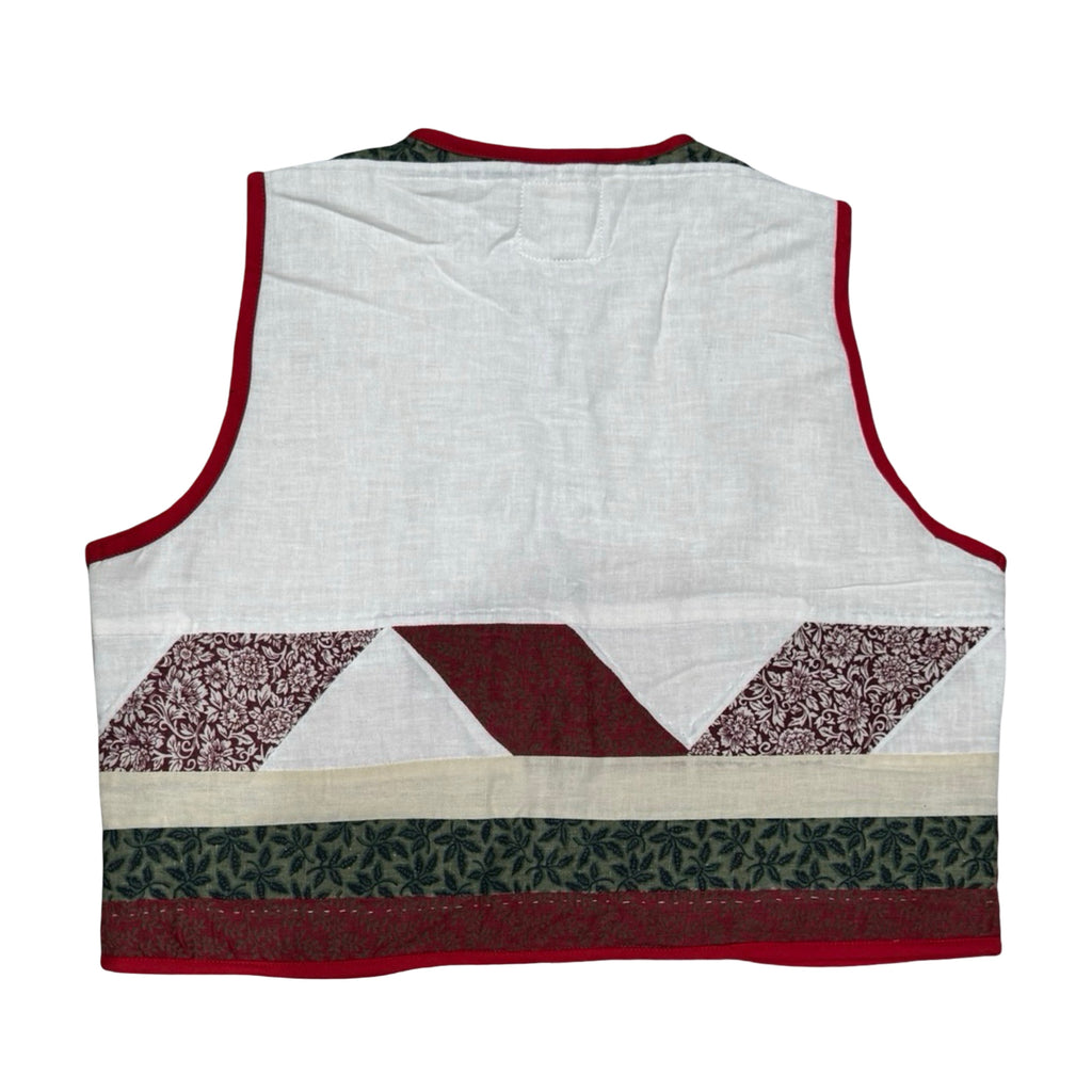 Geometric Red & Green Quilted Vest Reworks