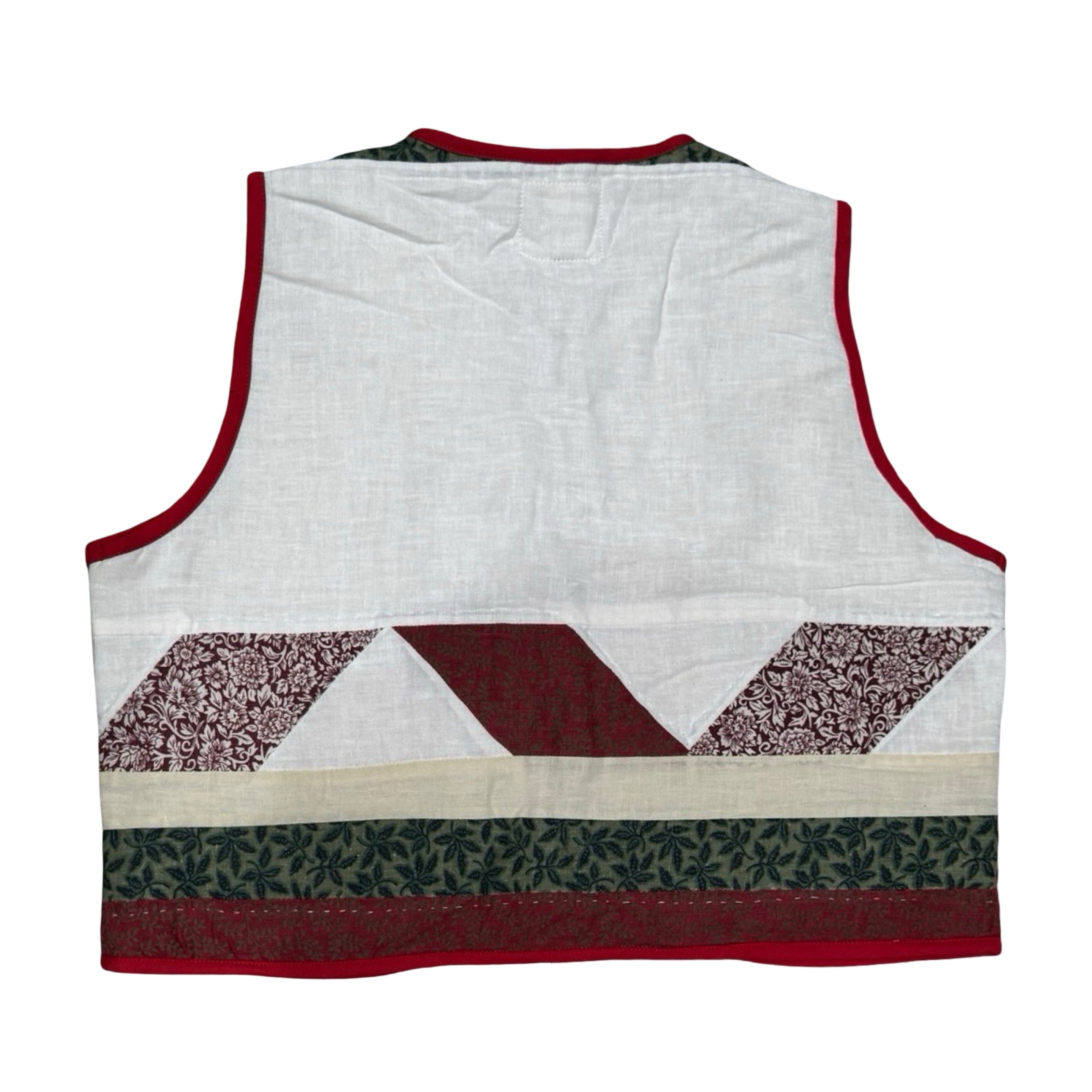 Geometric Red & Green Quilted Vest Reworks