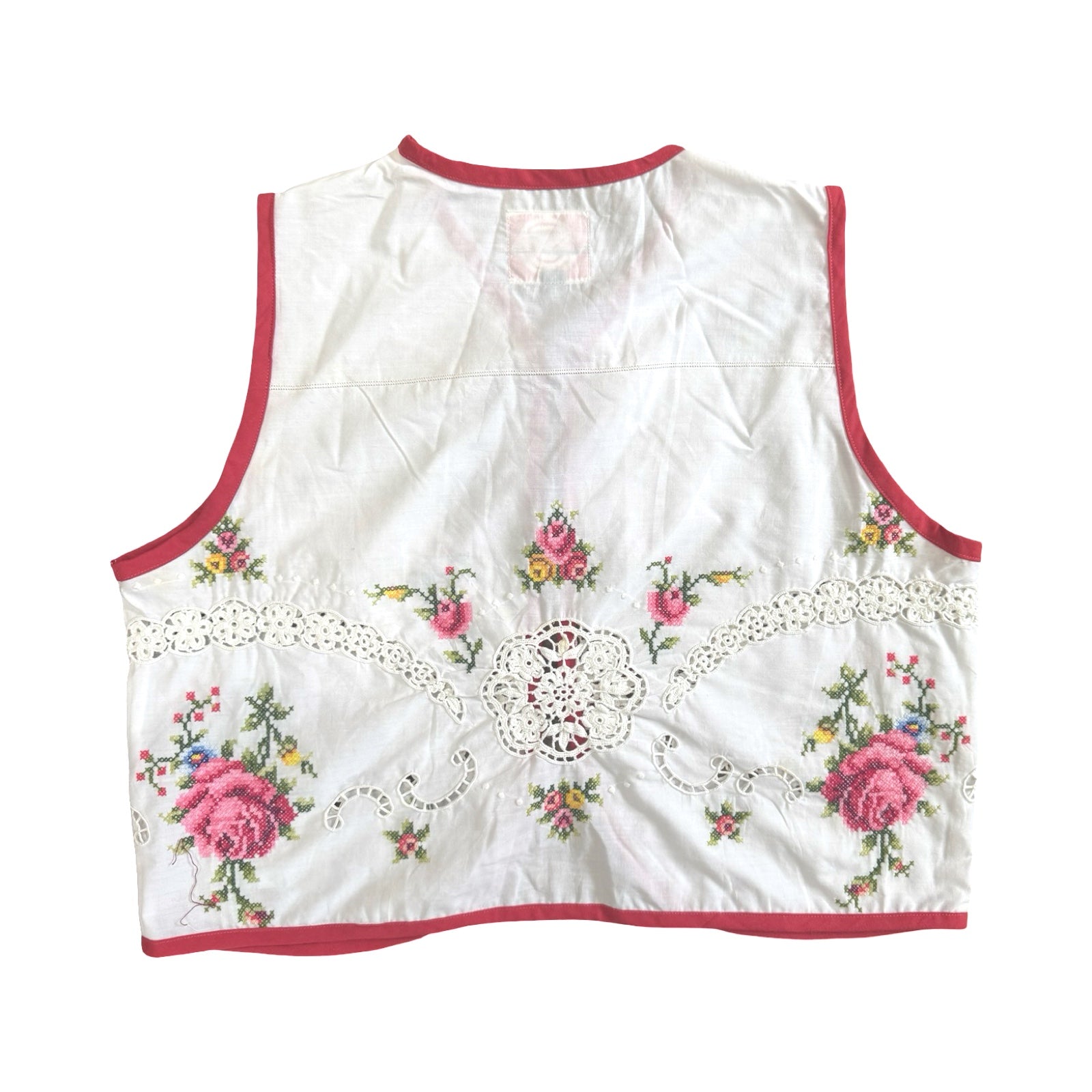 Rosy Red Small Linen Tie Top Rework