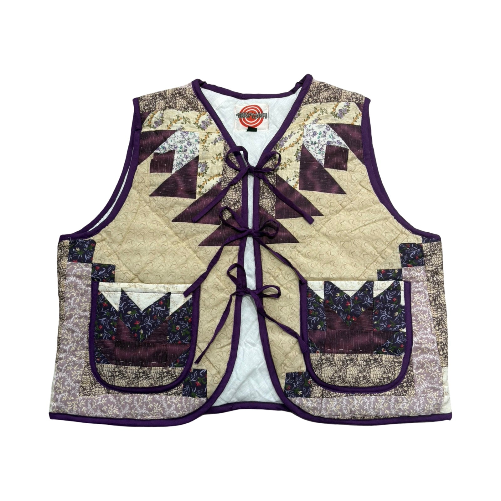 Geometric Purples Quilted Vest Reworks