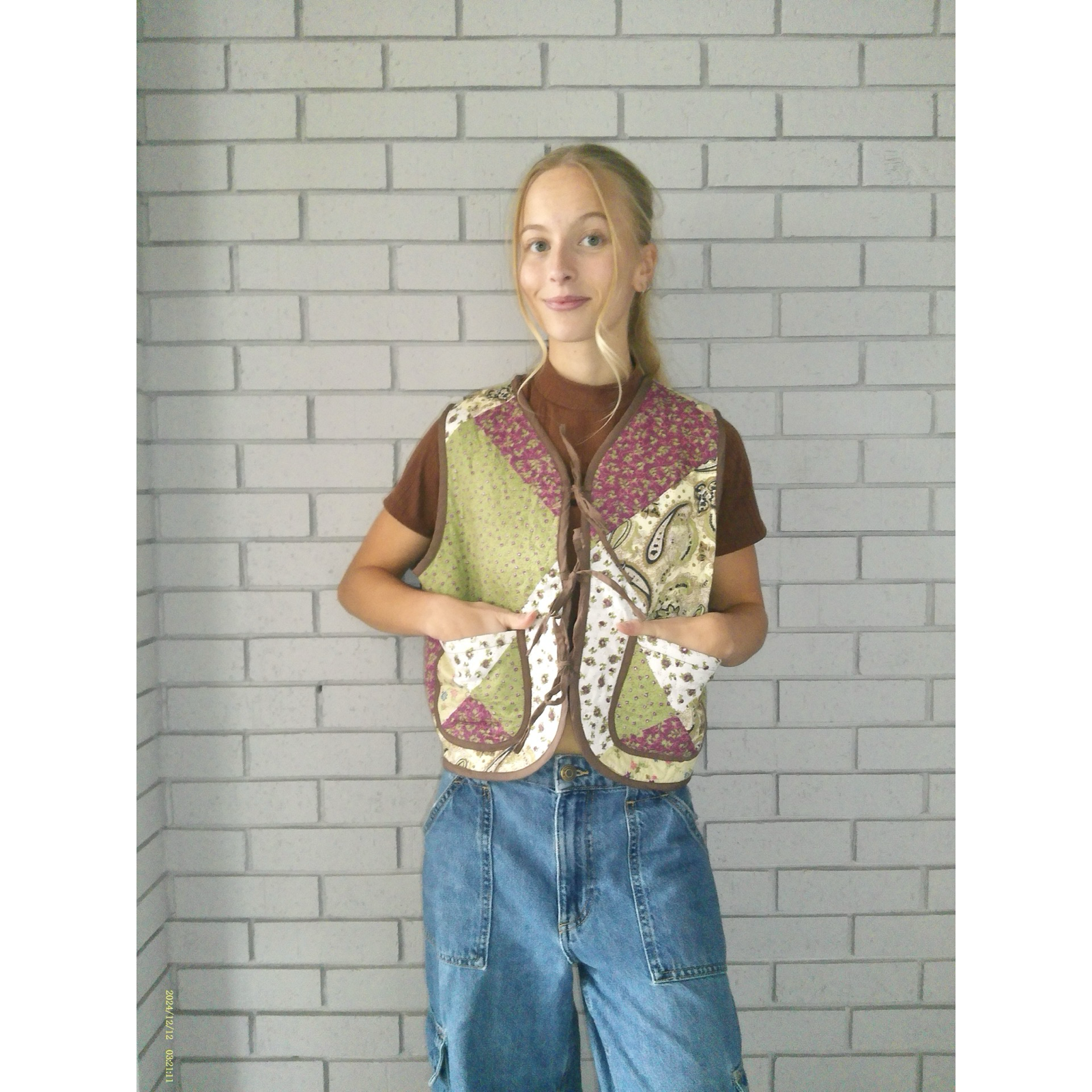 Paisley Green & Purple Quilted Vest Reworks