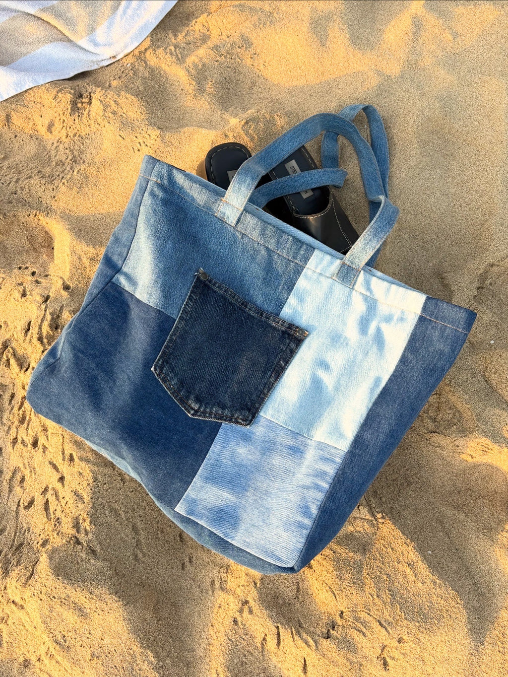 Upcycled Denim Patchwork Tote